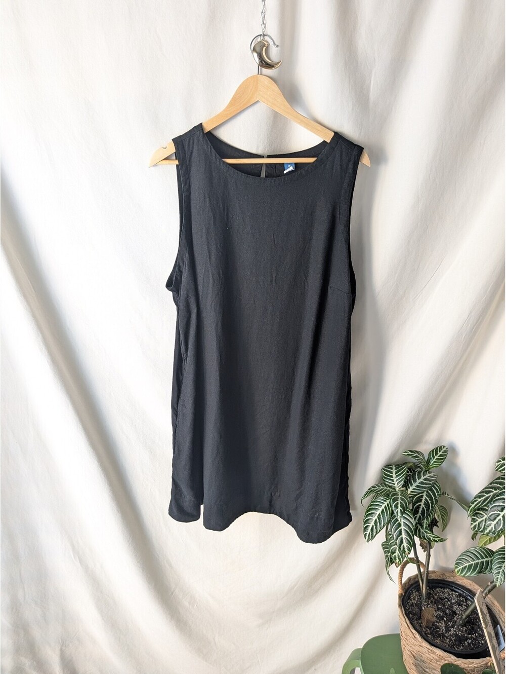 Old Navy Black Sleeveless Linen Blend Dress Size 2X
